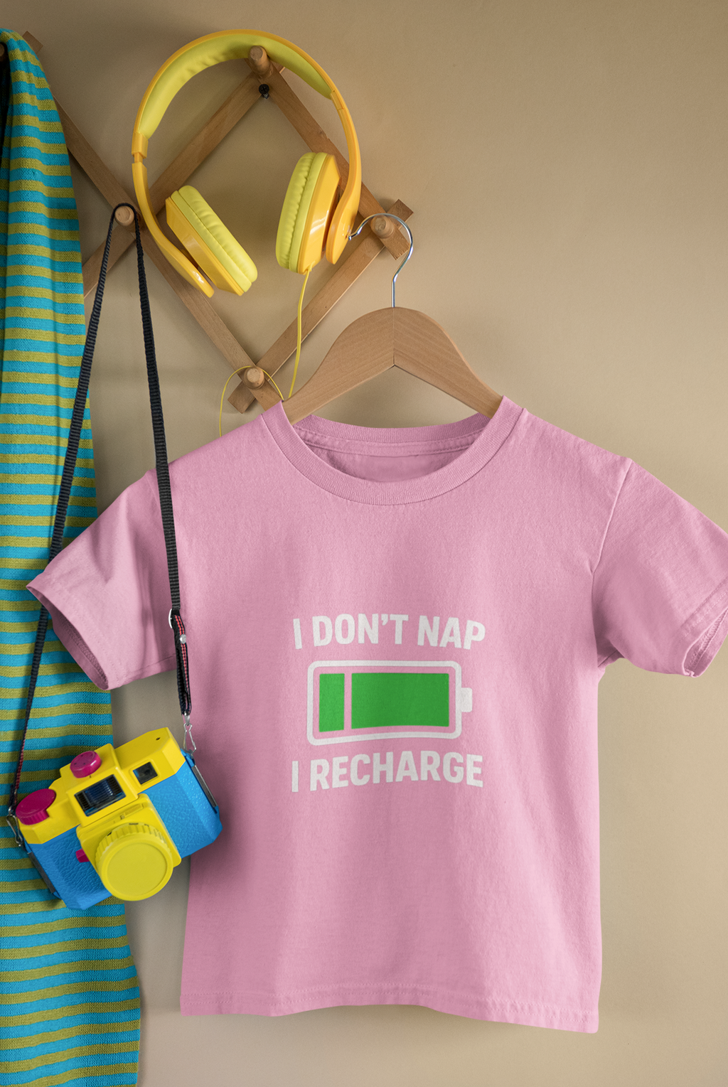 I Don’t Nap, I Recharge Kids’ T-Shirt – For the Tiny Powerhouse (Girls)
