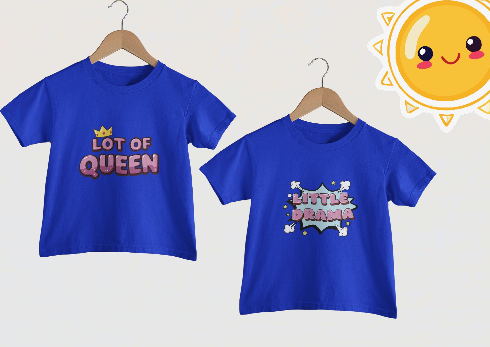 Siblings/Twins T-Shirt Set for Girls – “Little Drama” & “Lot of Queen”
